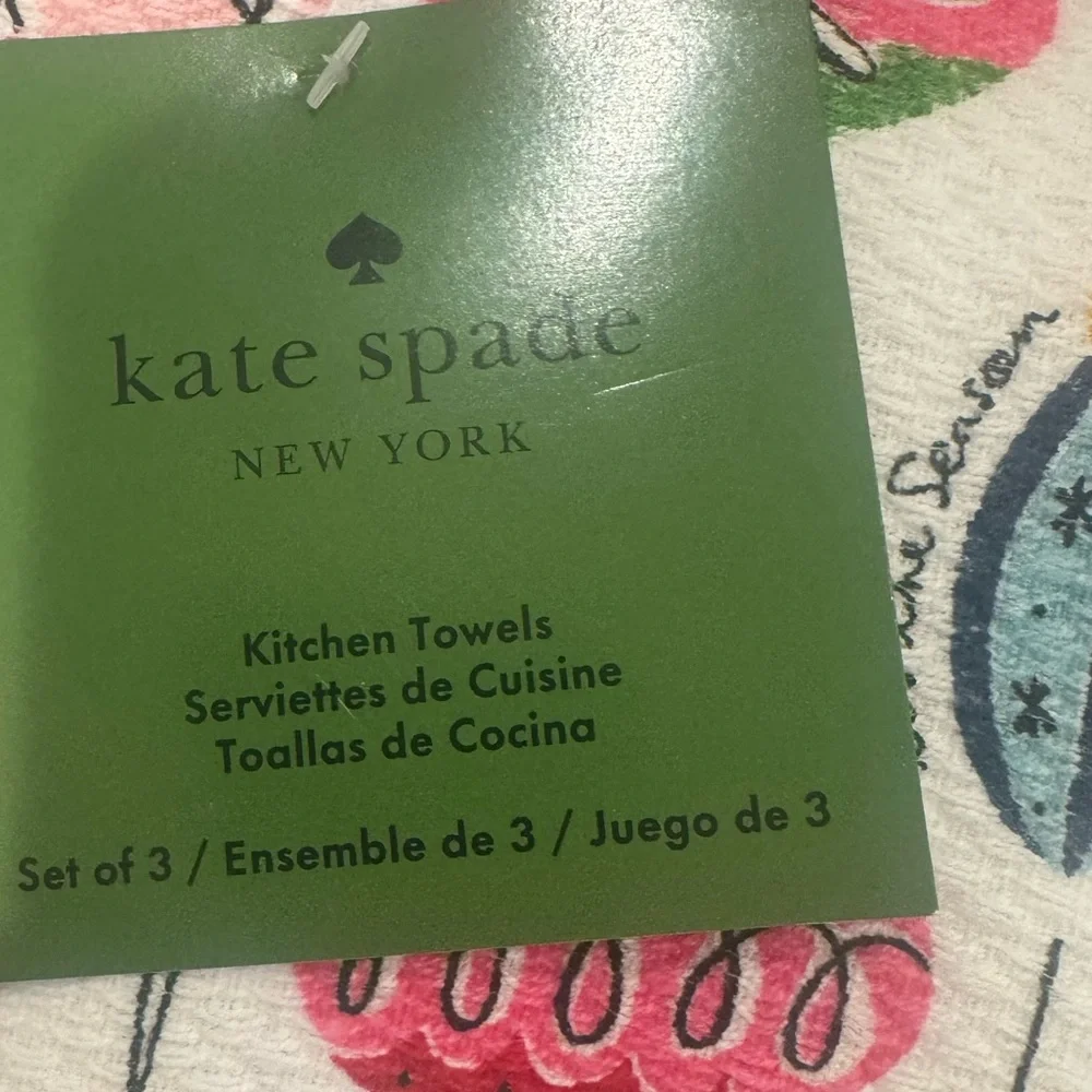 Kate ♠️ Spade Ornament and pink polka dot set of 3 towels-FUN& FESTIVE-zoom in!